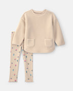 Conjunto 2 piezas, sudadera floral y pantalón en crema - Carter's