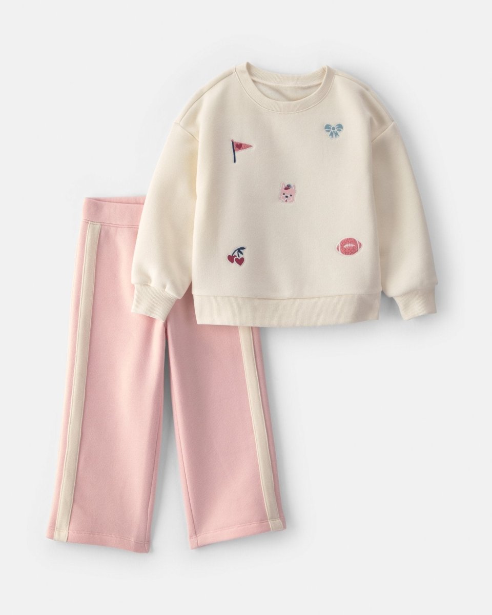 Conjunto 2 piezas, sudadera universitaria con lazos, rosa - Carter's