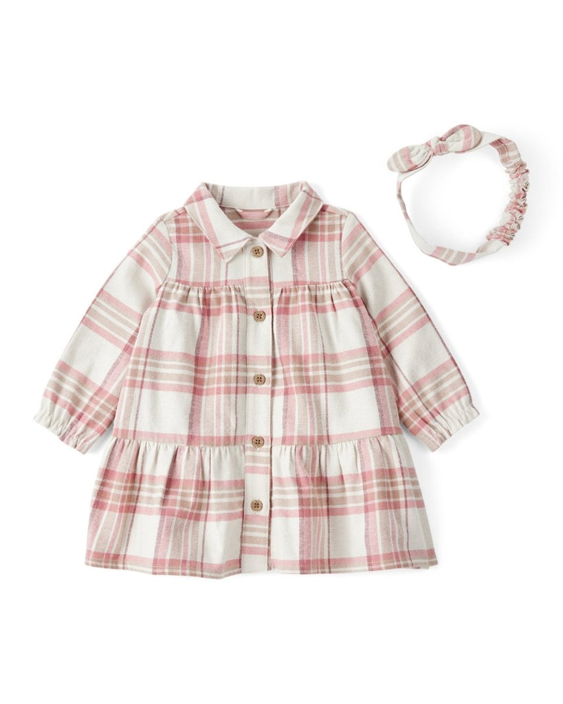 Conjunto 2 piezas vestido de franela a cuadros para bebé niña - Carter's