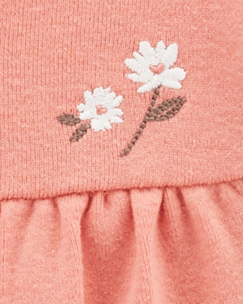 Conjunto 3 piezas, body de algodón, chaqueta y calza, diseño floral en color coral - Carter's
