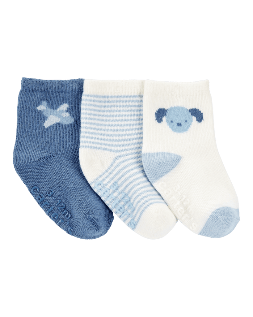 Conjunto 3 piezas calcetines para bebé con diseño rayas liso - Carter's