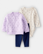 Conjunto 3 piezas cárdigan bomber morado, body y pantalón - Carter's