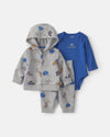 Conjunto 3 piezas, chaqueta polar con capucha, deportes