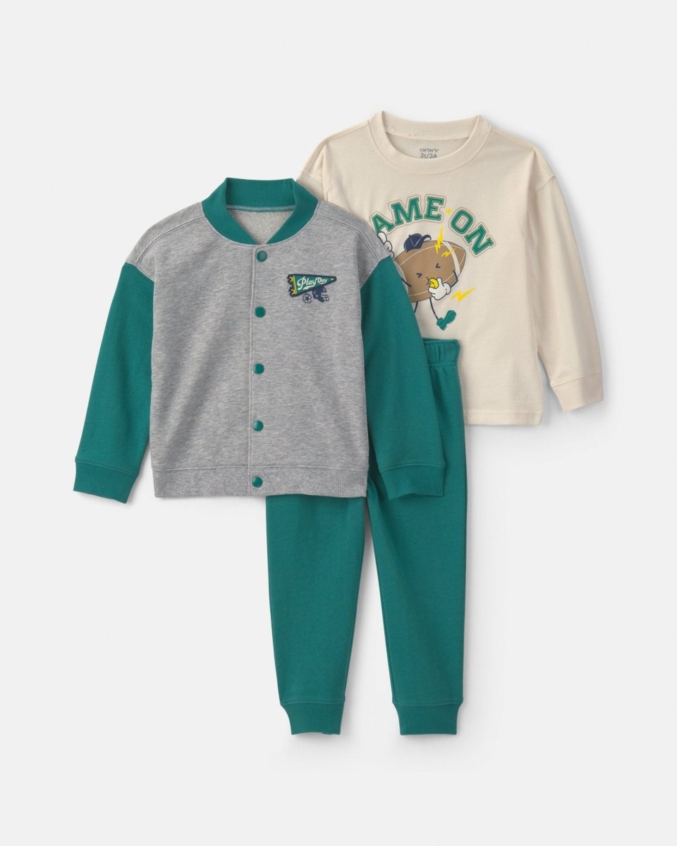 Conjunto 3 piezas, chaqueta universitaria, camiseta y jogger - Carter's