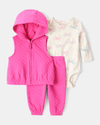Conjunto 3 piezas con chaleco acolchado y lazos