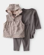 Conjunto 3 piezas con chaleco de leopardo y orejitas 3D - Carter's