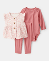 Conjunto 3 piezas con chaleco floral y pantalón