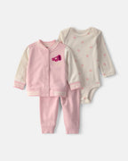 Conjunto 3 piezas con chaqueta, estilo universitario, rosa - Carter's
