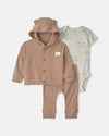 Conjunto 3 piezas con chaqueta y pantalón, osos en gris