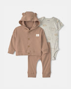 Conjunto 3 piezas con chaqueta y pantalón, osos en gris - Carter's