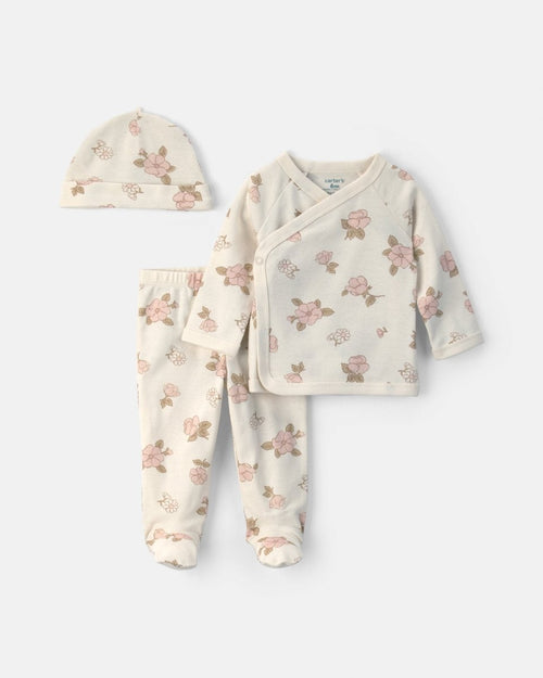 Conjunto 3 piezas con pantalón con pie, floral