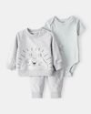 3-piece set with lion and stripe sweatshirt