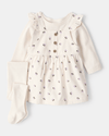 Conjunto 3 piezas con vestido jumper floral de pana