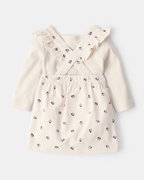 Conjunto 3 piezas con vestido jumper floral de pana - Carter's