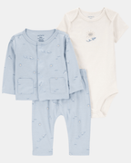 Conjunto 3 piezas de algodón, pantalón, cárdigan y body - Carter's