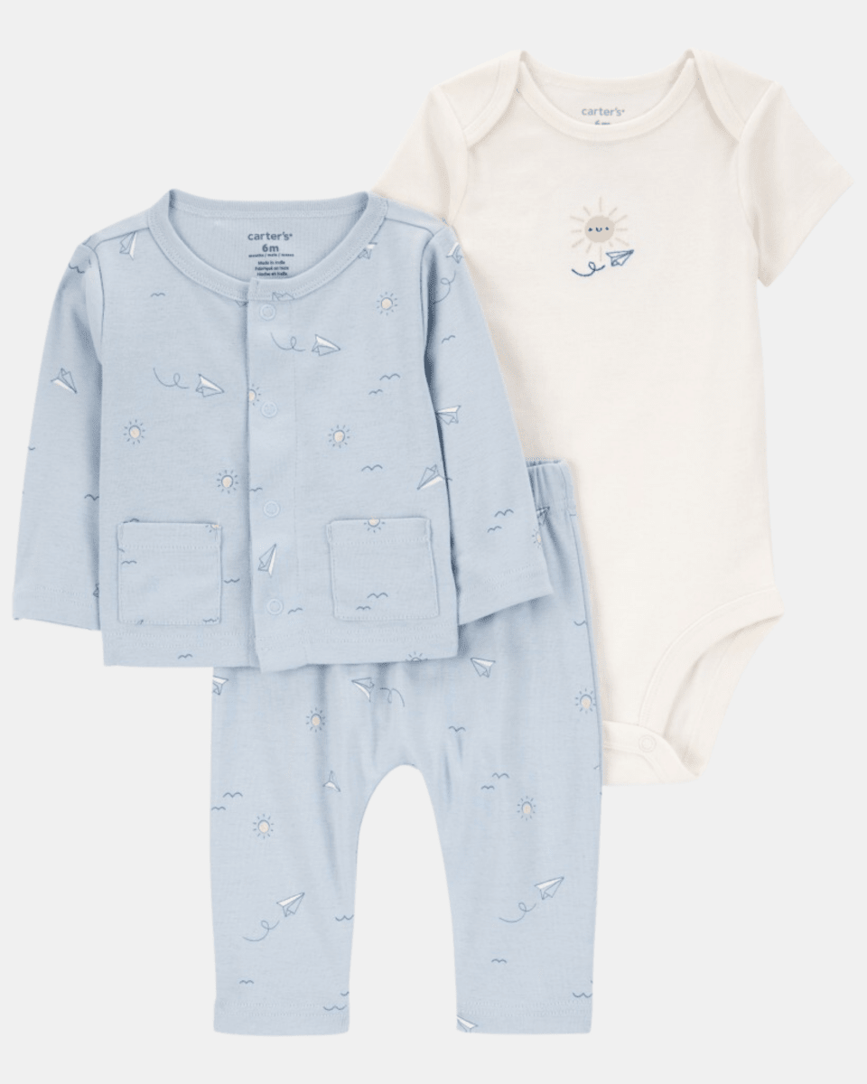Conjunto 3 piezas de algodón, pantalón, cárdigan y body - Carter's