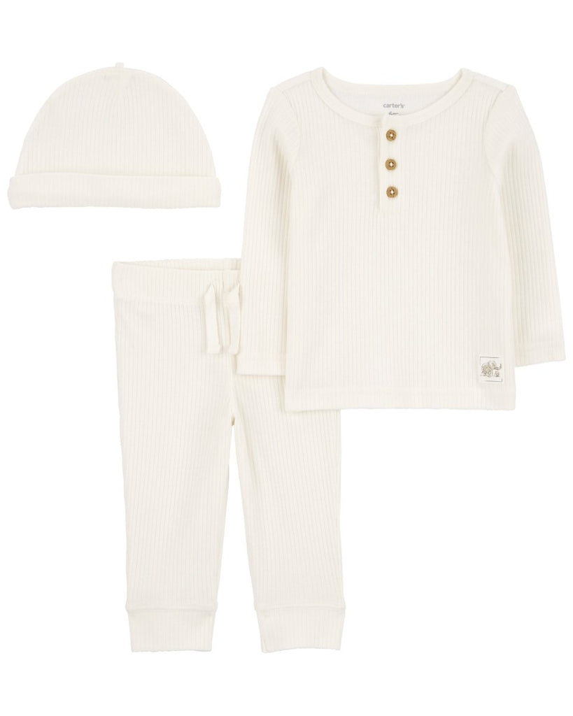 Conjunto 3 piezas de algodón térmico, pantalón, camiseta y gorro - Carter's