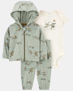 Conjunto 3 piezas de chaqueta, pantalón y body corto, diseño aviones - Carter's