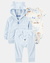 Conjunto 3 piezas de chaqueta, pantalón y body corto, diseño perro