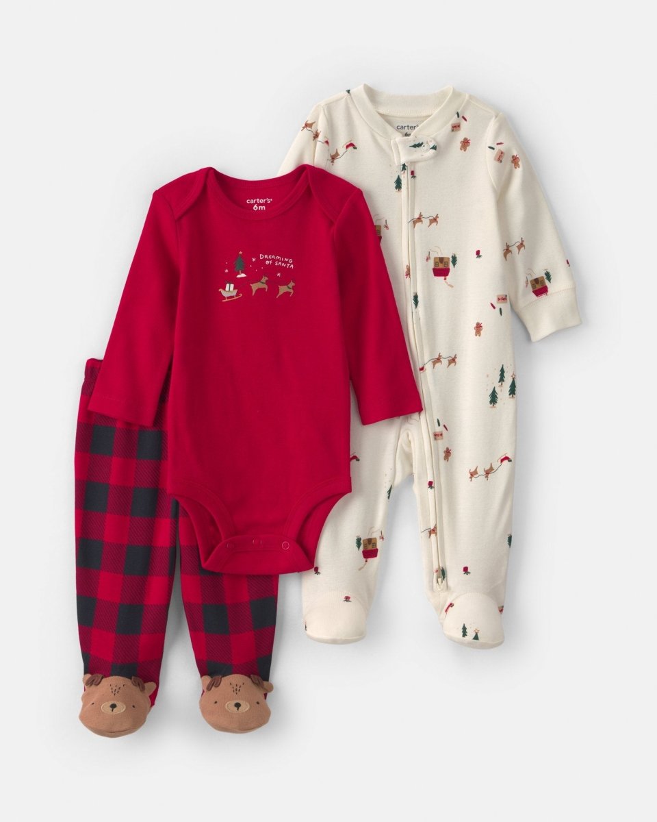 Conjunto 3 piezas de Navidad, cuadros y Papá Noel - Carter's