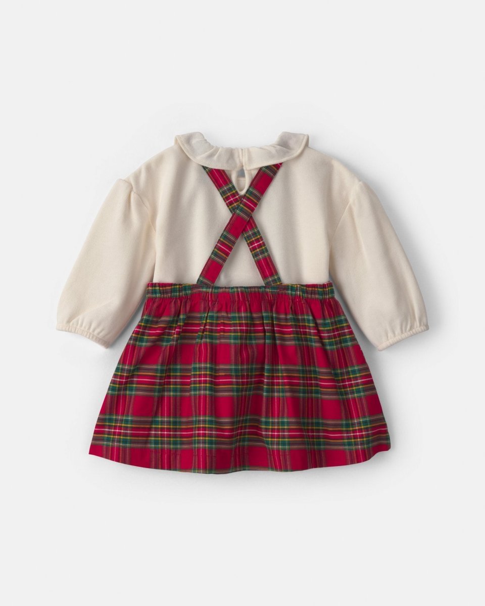 Conjunto 3 piezas de Navidad, pichi de cuadros y leotardos - Carter's