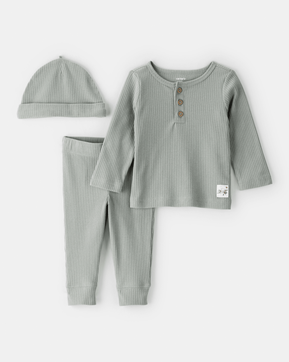 Conjunto 3 piezas de pantalón, camiseta y gorro térmico - Carter's