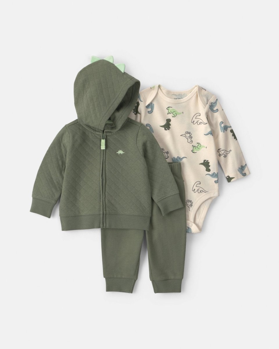 Conjunto 3 piezas de rizo con capucha, dinosaurios - Carter's