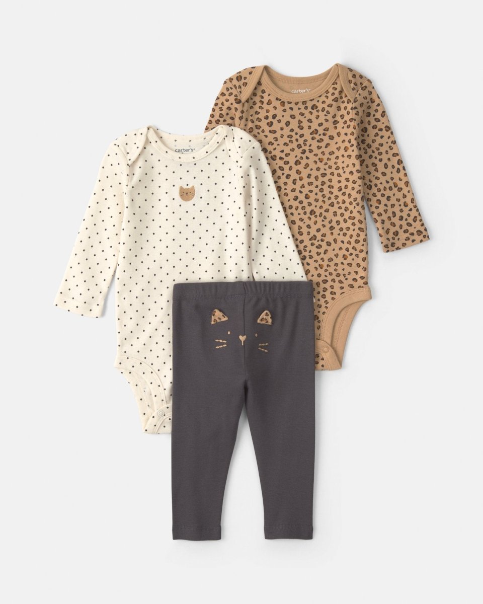 Conjunto 3 piezas, dos bodies y pantalón, leopardo - Carter's