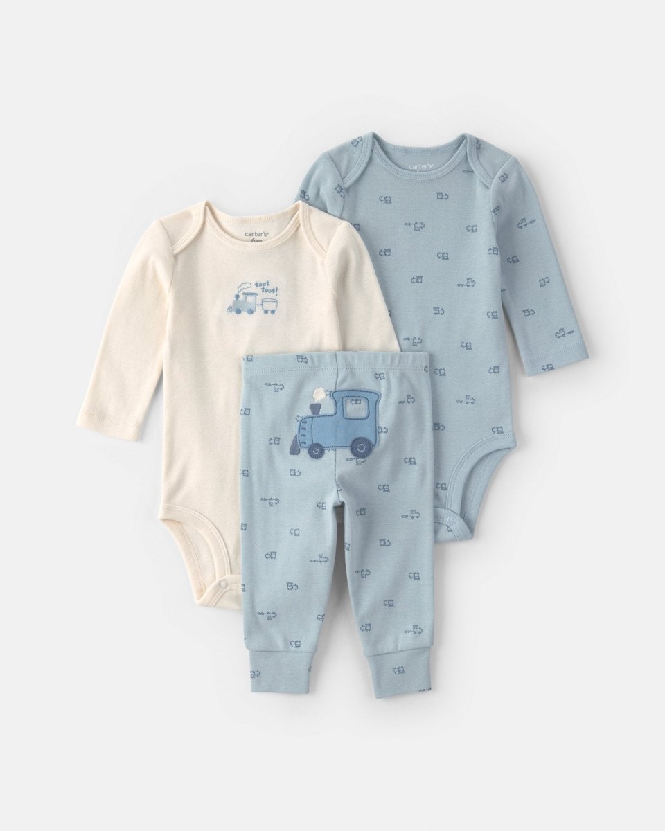 Conjunto 3 piezas, dos bodies y pantalón, trenes - Carter's