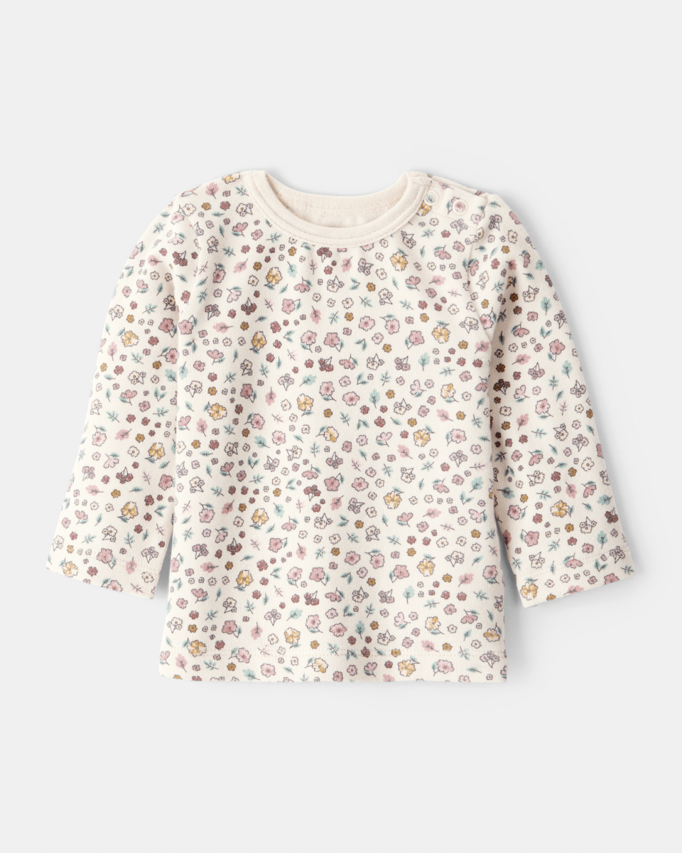 Conjunto 3 piezas jumper denim con volantes, camiseta floral y leotardos - Carter's