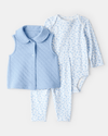 3-piece baby outfit with blue design