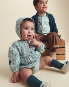 Conjunto 3 piezas, pelele de franela y gorro, cuadros verdes - Carter's