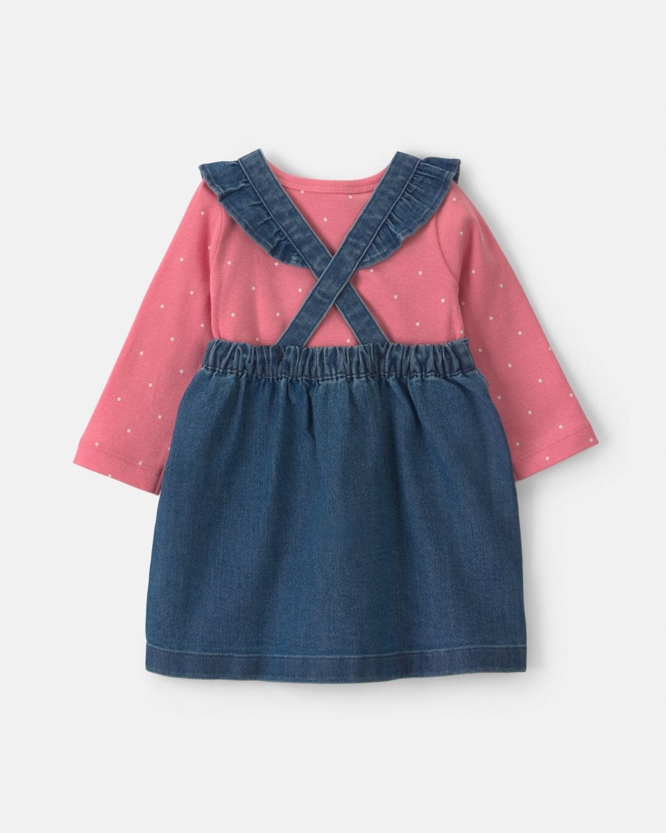Conjunto 3 piezas, pichi de chambray y leotardos, lunares - Carter's