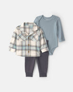 Conjunto 3 piezas, sobrecamisa de cuadros, body y pantalón - Carter's