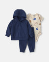 Conjunto 3 piezas, sudadera con capucha y pantalón, fútbol