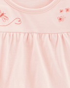 Conjunto 4 piezas, camiseta de algodón, calza, turbante y calcetines, diseño de libélulas en color rosa - Carter's