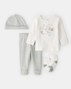 4-piece cotton set, trousers, t-shirt, socks and hat, airplane design