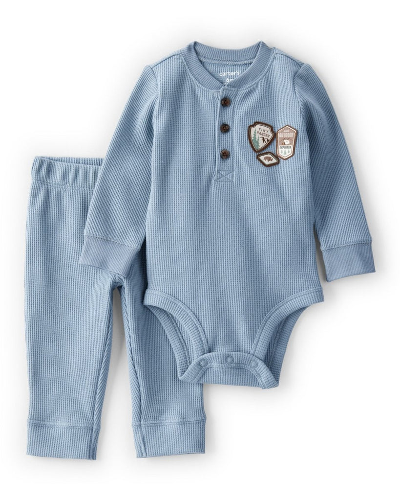 Conjunto body térmico y pantalón azul para bebé niño - Carter's