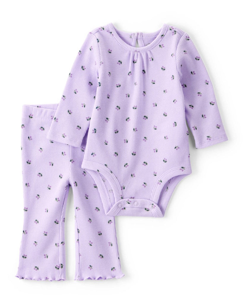 Conjunto body y pantalón lila con estampado mini berries para bebé niña - Carter's