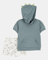 Conjunto de dos piezas con sudadera con capucha y estampado de dinosaurio