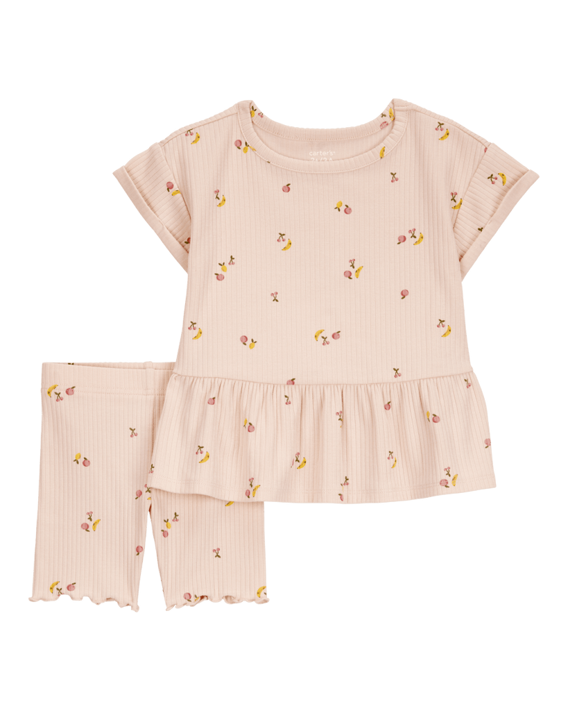 Conjunto de dos piezas de algodón acanalado, pantalón corto y blusa, diseño frutas - Carter´s