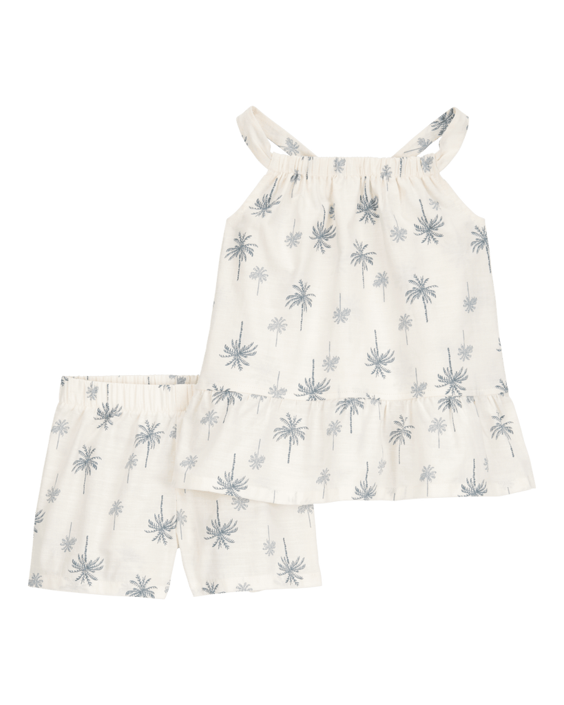 Conjunto de dos piezas de algodón, pantalón corto y blusa sin mangas, diseño palmas - Carter´s