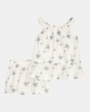 Two-piece cotton set, shorts and sleeveless top, palm design