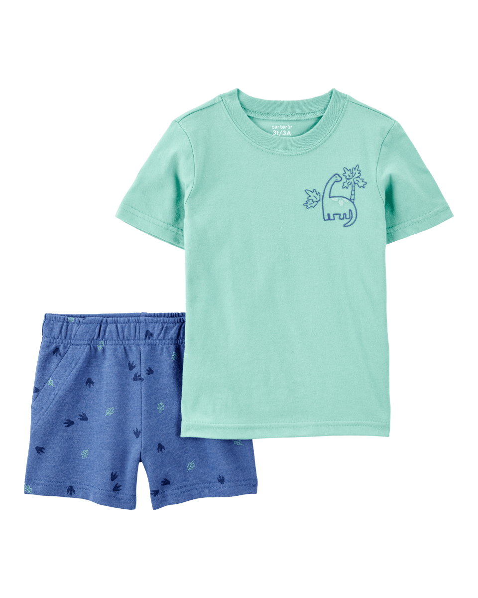 Conjunto de dos piezas de algodón, pantalón corto y camiseta, diseño dino - Carter´s