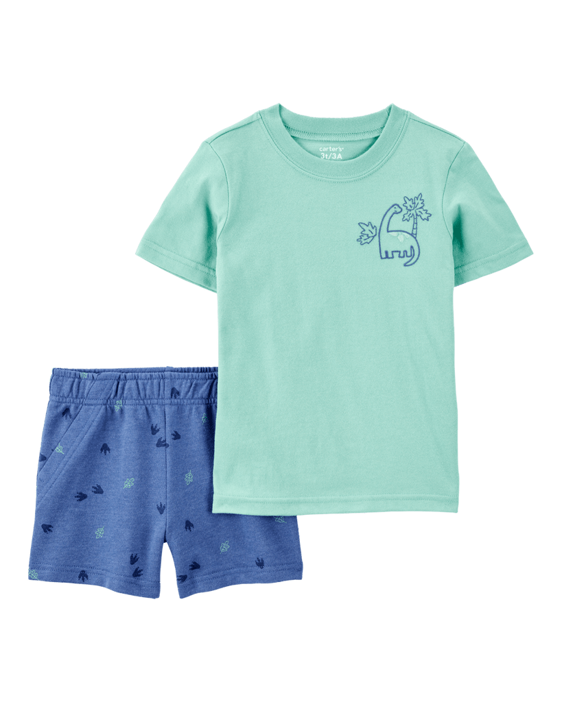 Conjunto de dos piezas de algodón, pantalón corto y camiseta, diseño dino - Carter´s