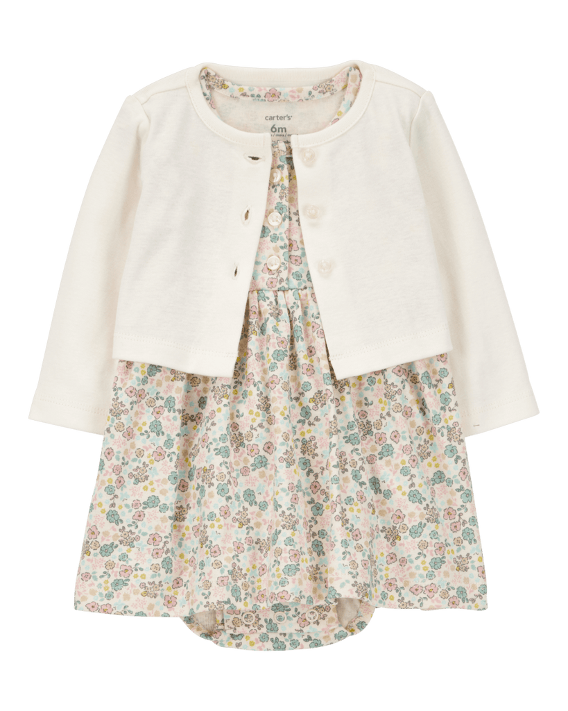 Conjunto de dos piezas de algodón, vestido y saco, diseño floral - Carter´s