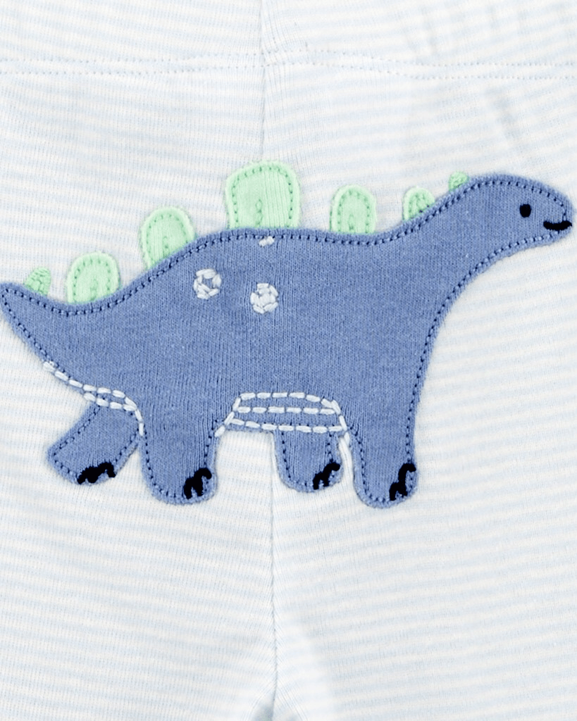 Conjunto de tres piezas en azul con rayas y estampado de dinosaurio - Carter's