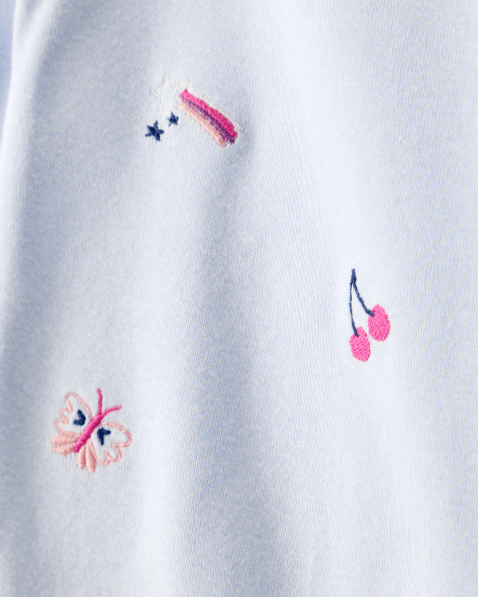 Conjunto dos piezas algodón con body de frutas de manga larga y pantalón azul - Carter's