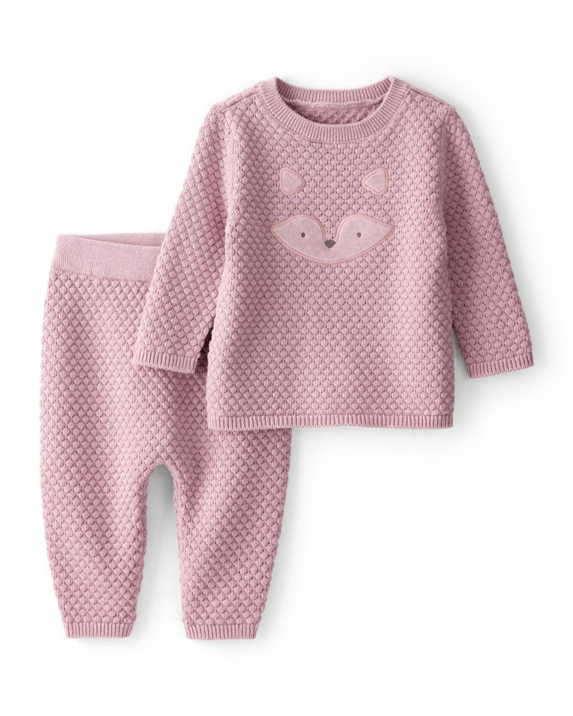 Conjunto dos piezas algodón con cárdigan rosa estampado y pantalón - Carter's