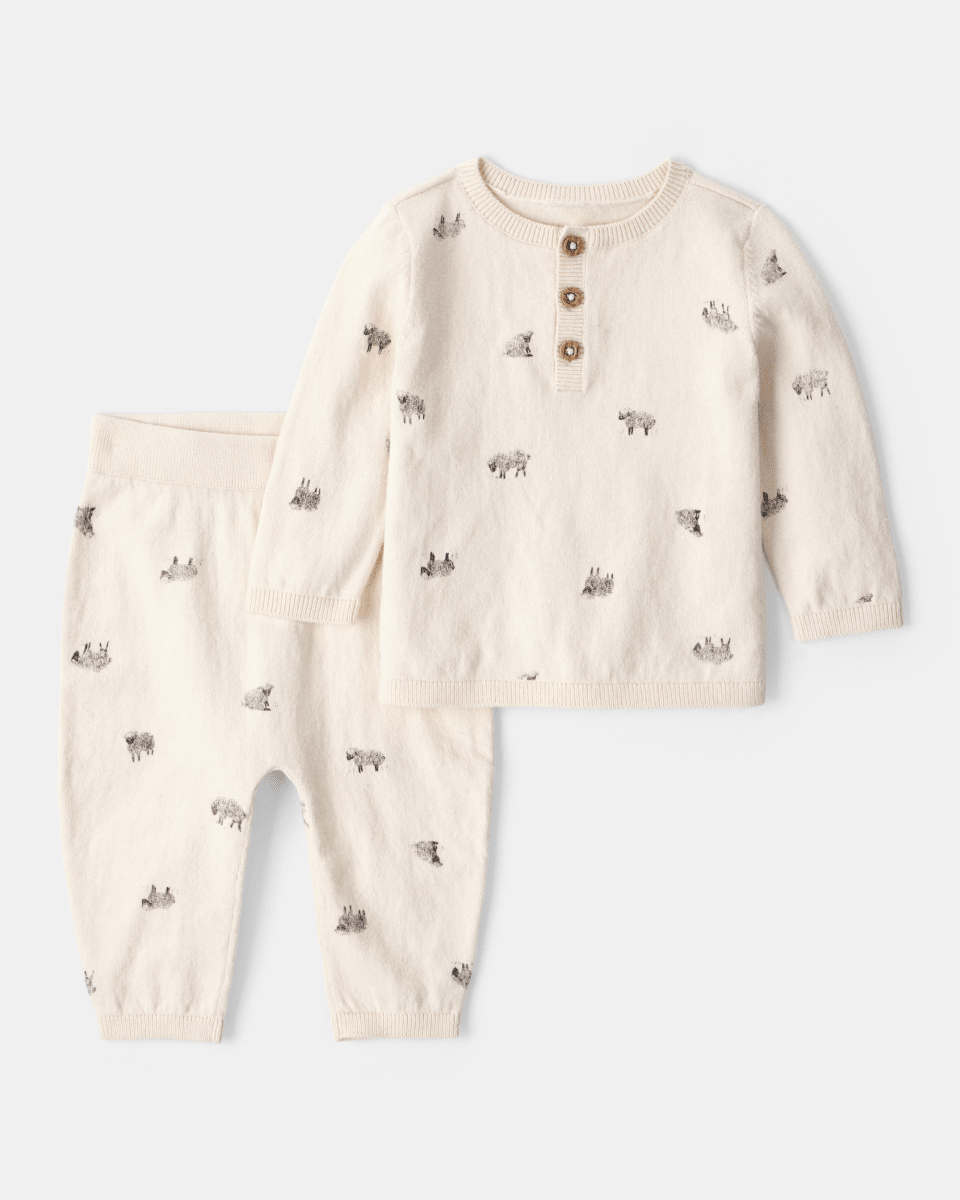 Conjunto dos piezas algodón con ovejas gris